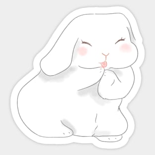 Holland lop white rabbit grooming | Bunniesmee Sticker